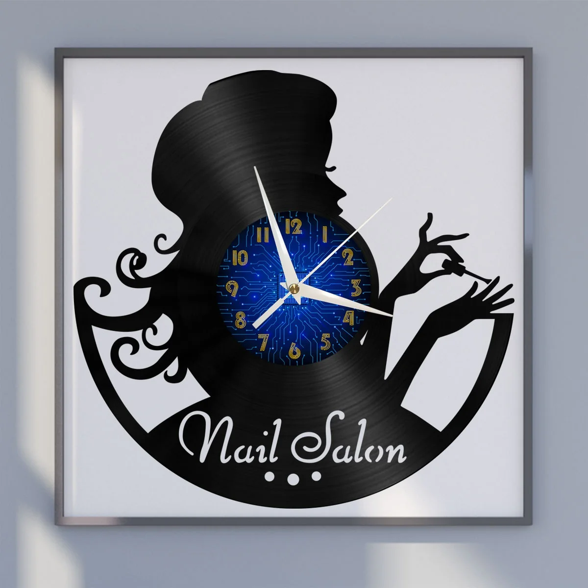 

Nail Salon Studio Vinyl Wall Clock, Vinyl Record Clock Wall Art Silent & Non-ticking