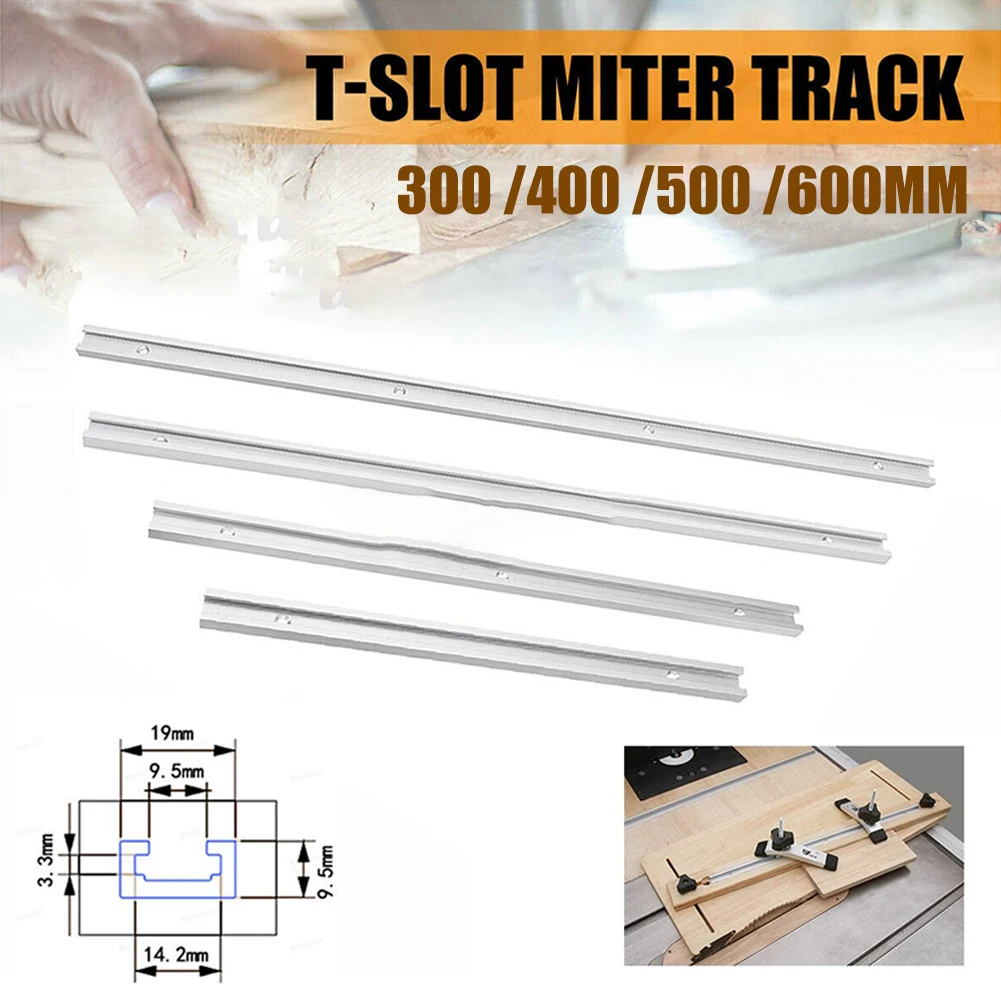 Woodworking Chute T-track Slot Miter Track Jig Fixture Saw Table Chute Aluminium Alloy 300-600mm T-Track Woodworking Tools