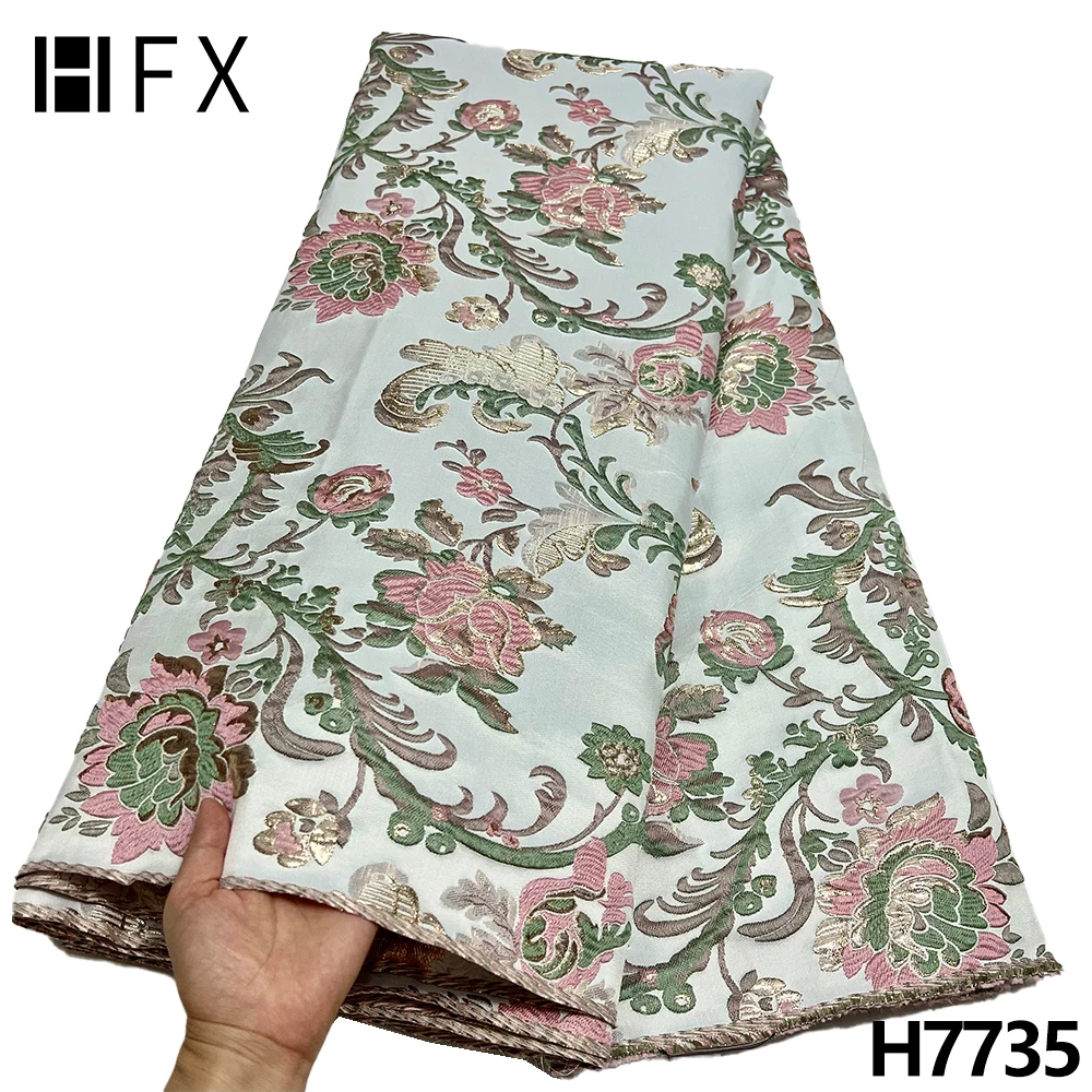 

HFX Новый жаккард кружевная ткань 2022 вышивка африканская органза французский Тюль кружевная ткань для Нигерии свадебной вечеринки H7735