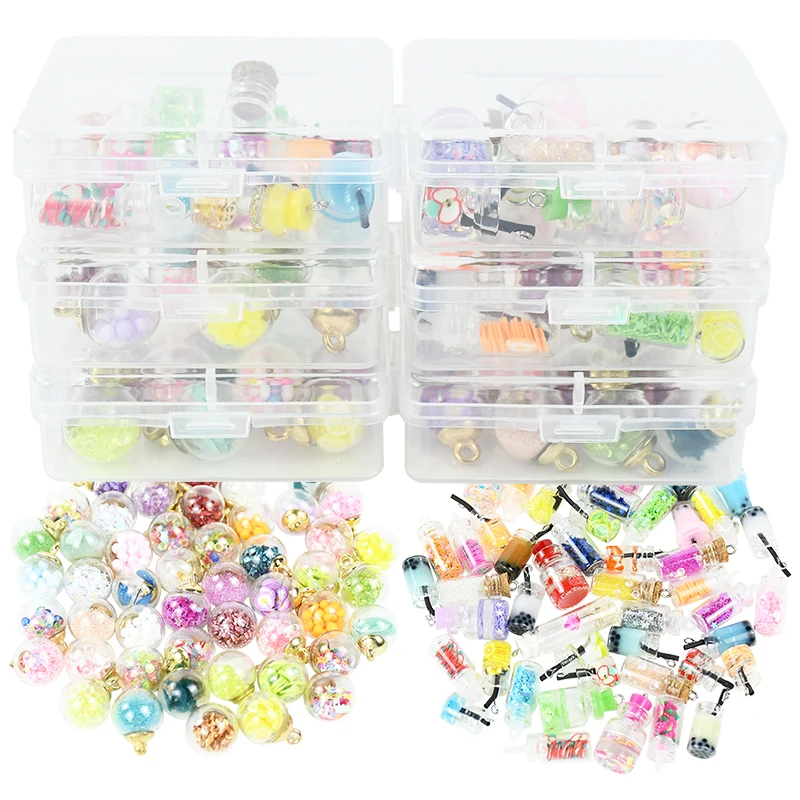 

10Pc/Box Mini Transparent Glass Bottles Diy Earrings Keychain Necklace Bracelets Pendant For Jewelry Making Glass Ball Handcraft