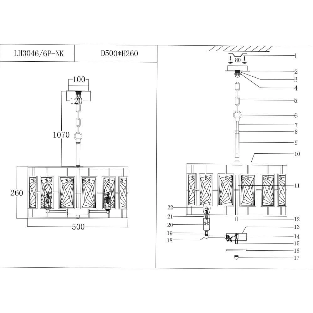 Люстра подвесная Lumien Hall Барумини LH3046/6P-NK E14 40 W Никель