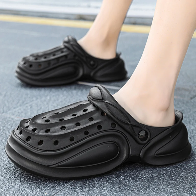 

Summer Men Slippers Outdoor Solid Garden Shoes Clogs Beach Slippers Flip-Flops Non-Slip Men Indoor Bathroom Slides Shoe For Male