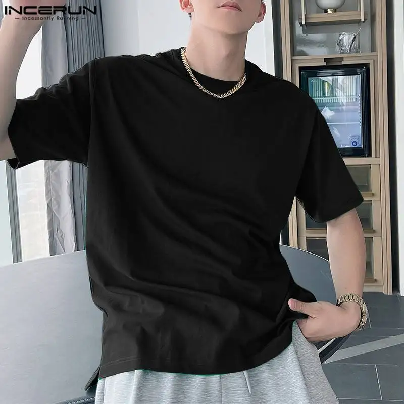 

Stylish All-match Tops INCERUN New Men Solid Breathable Loose T-shirts Fashionable Male Sports Short Sleeve Camiseta S-5XL 2023