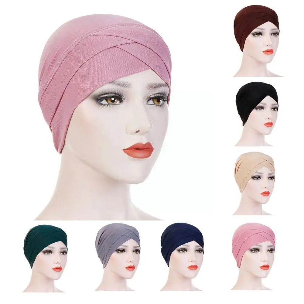 

Women Hat Hijab Fore Muslim Turban India Stretch Hijab Cap Hat Wrap Bandana Scarf Cotton Muslim Color Hijab U7d8