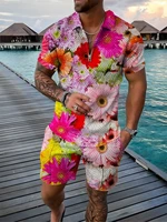 mens tracksuits summer floral polo 3d sets men casual harajuku short sleeves outfit fashion t shirtshorts set 2 piece suits
