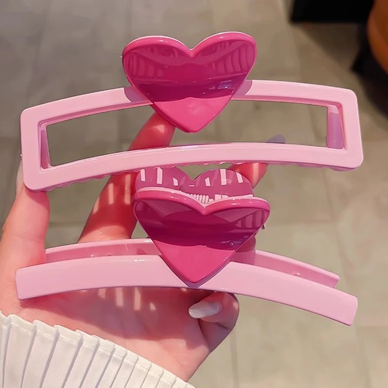 Новые розовые заколки для волос с сердечком большого размера женщин и девочек