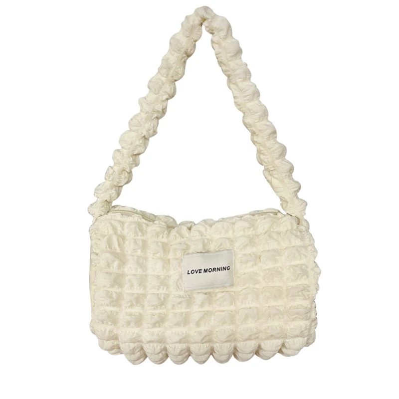 

Cute Pleated Shoulder Bags Large Capacity Underarm Tote Shopping Bags for Women