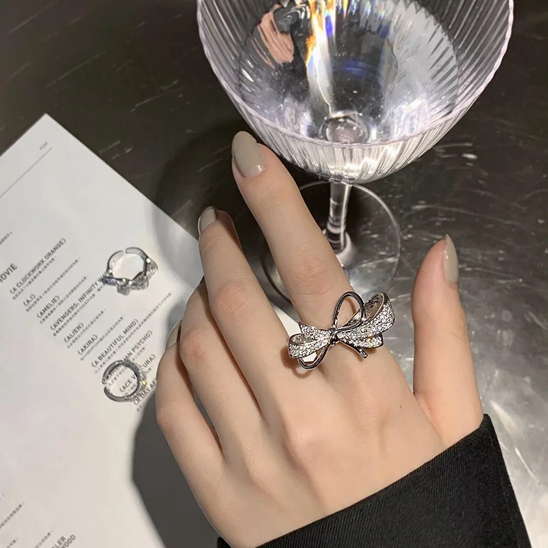 

Women's Rings 2023 Trend Vintage Luxury Bow Knot Ring Exquisite Ladies Open Ring Tritium 925 Sterling Silver Rings for Women