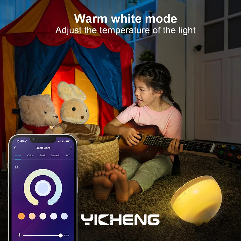 

LED Night Light Bowl Shape Bluetooth/WIFI Smart Desk Lamps APP Control Music Sync RGB Bedroom Game Room Table Atmosphere Lights