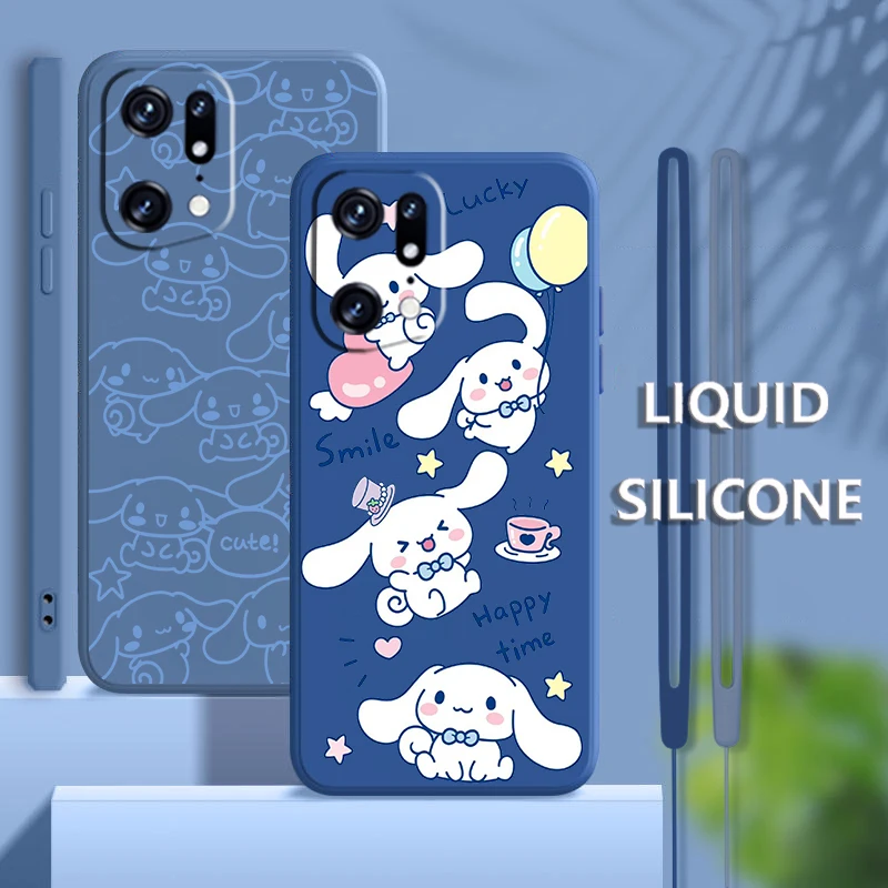 

Cinnamoroll Baby Cute For OPPO Find X5 X3 X2 neo Pro Lite A5 A9 2020 A53S 4G 5G Liquid Rope Soft Silicone Phone Case Coque Capa