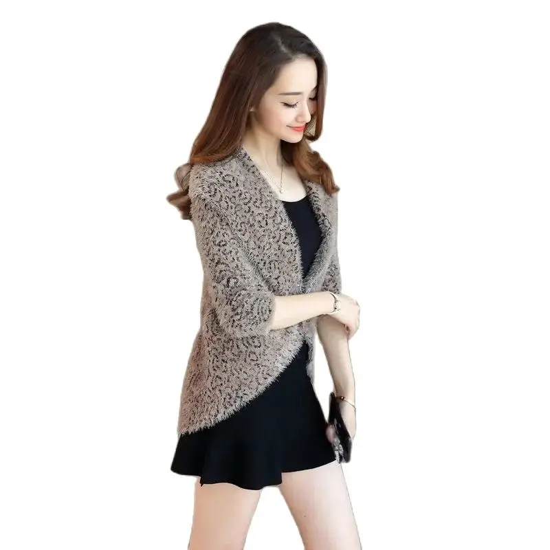 

Knitted Cardigan Sweater Female Short Leopard Print Coat Women's Autumn Winter New Korean Version Fashion Thin Shawl Jacket Top