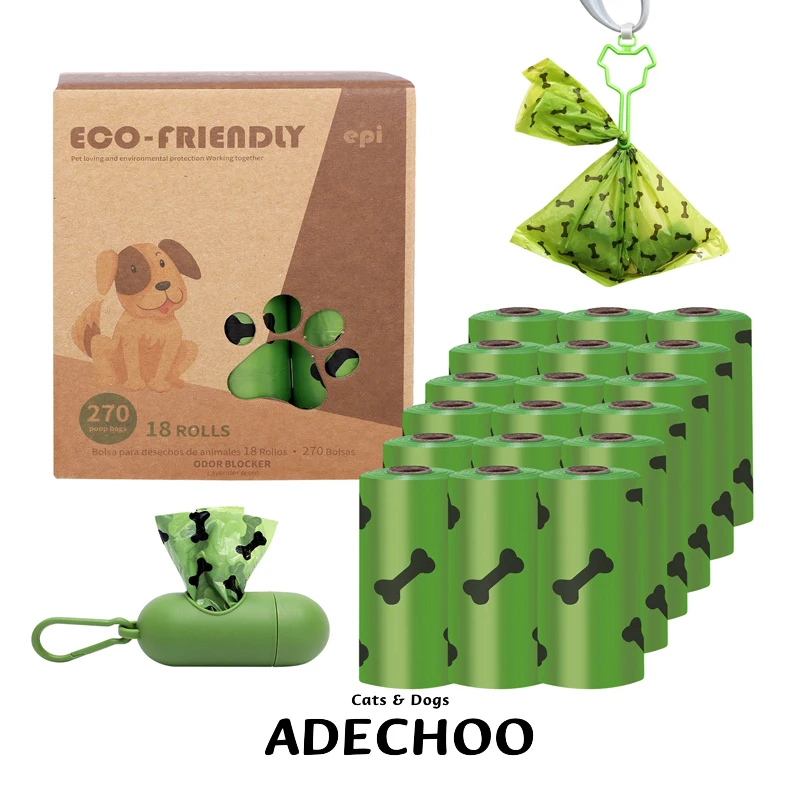 

9/18 Rolls Pet Dog Poop Bags Biodegradable Compostable Eco Friendly Dog Waste Bags Dispenser Outdoor Degradable Dog Excrement