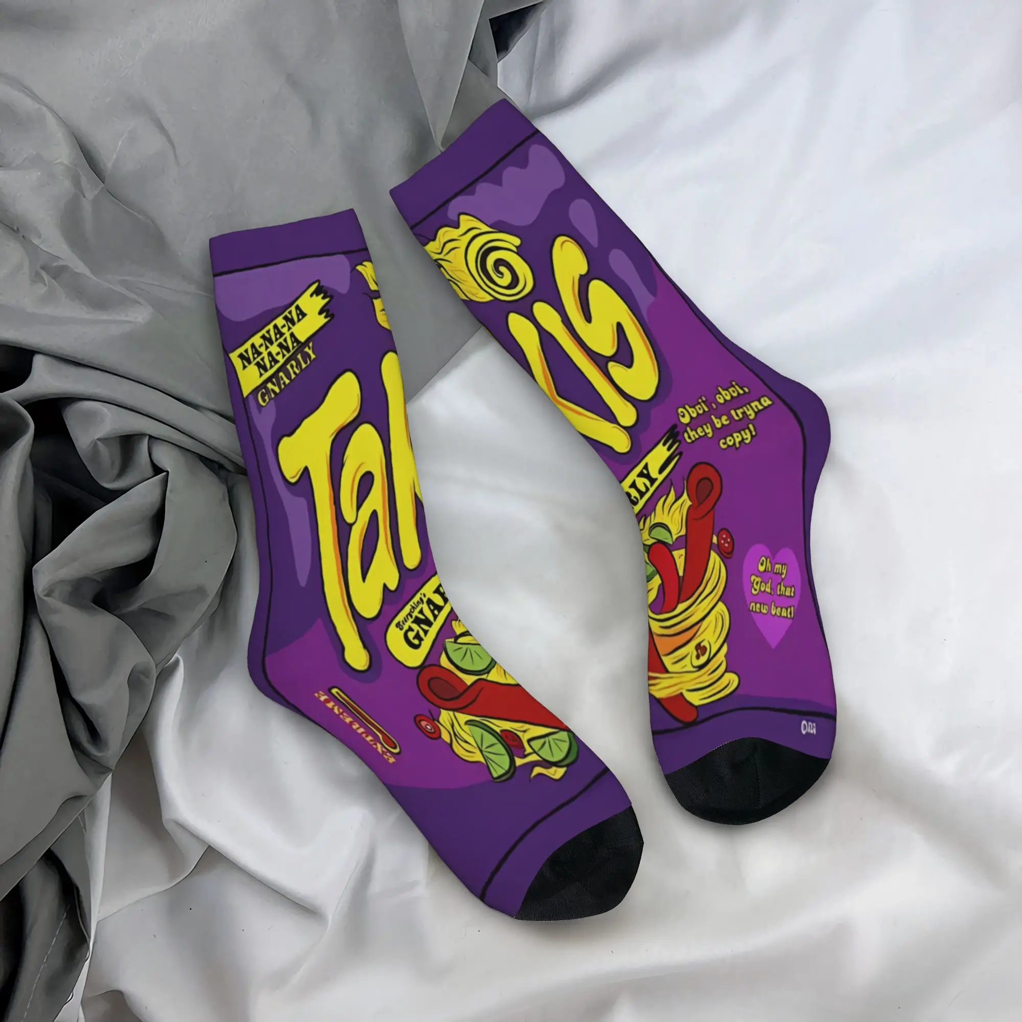 Фото 1 пара забавных носков Takis Gnarly Flavor Harajuku с бесшовным принтом, мужские носки с принтом, повседневные мужские носки №5
