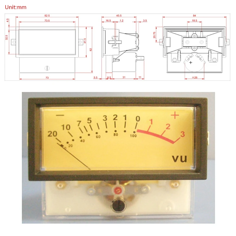 Разъем VU Meter шасси усилителя мощности звука для панели с подсветкой двойной