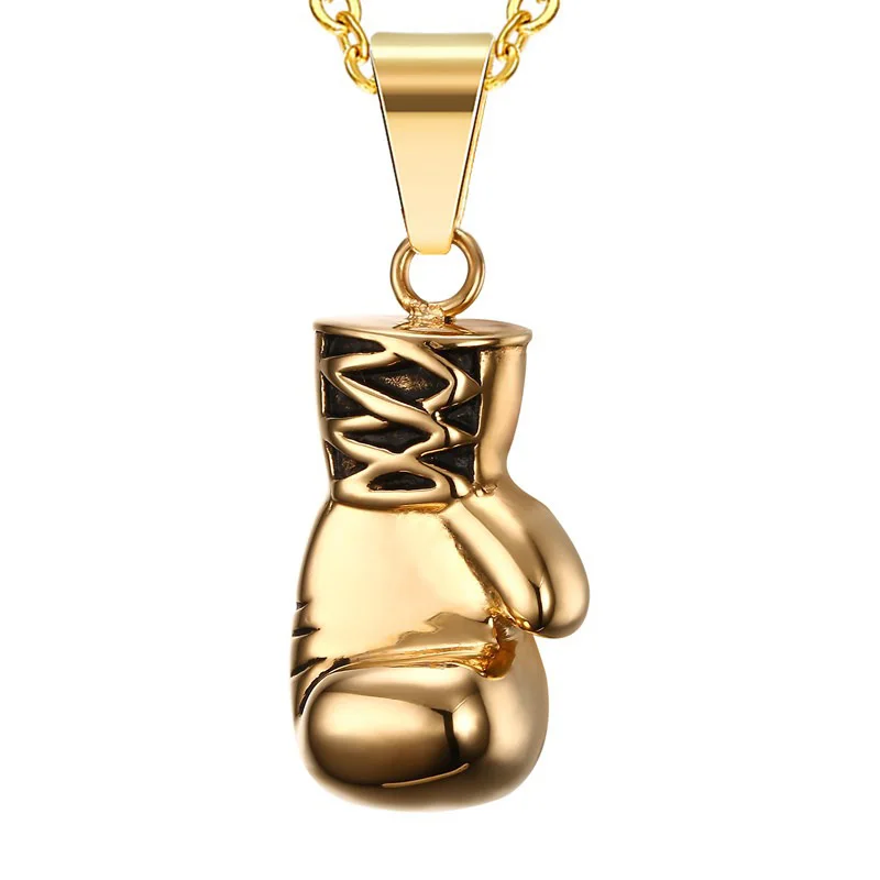 

Fist Boxing Glove Pendant Necklace Unique Charms with Stainless Steel Link Chains for Fashion Men Biker Fitness Jewelry