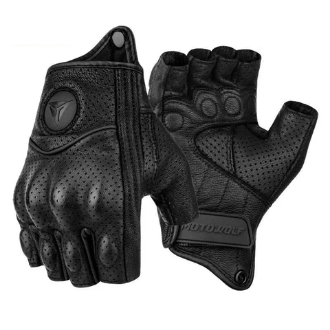 Мотоциклетные Перчатки с открытыми пальцами, кожаные перчатки без пальцев, тактические перчатки в стиле ретро