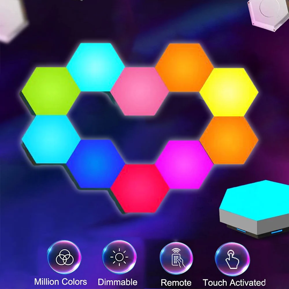 RGB LED Hexagon Light APP Controlled Quantum Lamp Creative Colorful Night Light Touch Neon light DIY Holiday Lighting Wall Lamp