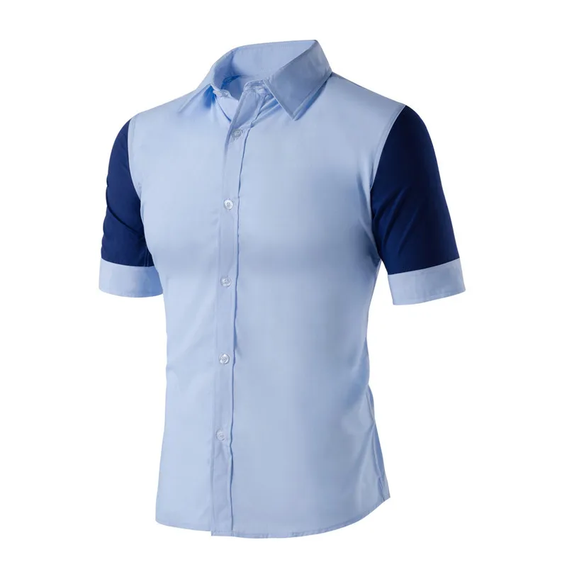 

Новая летняя мужская рубашка Camisa Social в стиле пэчворк с коротким рукавом