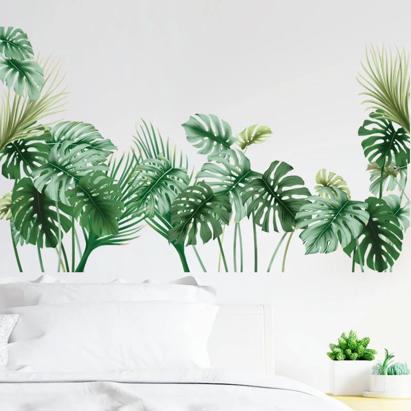 Palm Tree Leaf Wall Stickers Home Room Decoration Bedroom Bathroom Adhesive Wallpaper Wall Furniture Door House Interior Decor