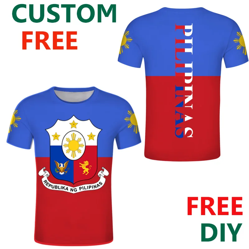 

Philippines DIY Free Custom Print Name T Shirt Filipino Nation Flag Republic Print Jersey Breathable quick-drying T-shirt