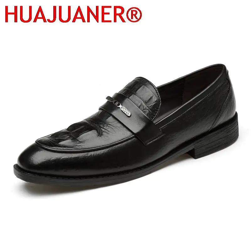 

New Genuine Leather Men Casual Shoes Luxury Brand Wedding Dress Shoes Slip on Lazy Driving Loafers High-end offce Big Size 36-47