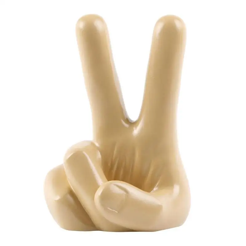 

Hand Sculpture Resin Finger Pose Decor Funny Finger Gesture Statue Decor Peace Hand Statue For Shelf Living Room Wedding