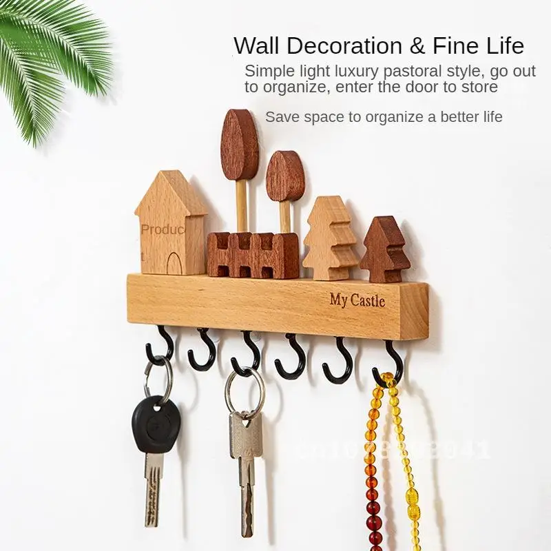 Скандинавский настенный крючок для ключей из цельного дерева креативный новый