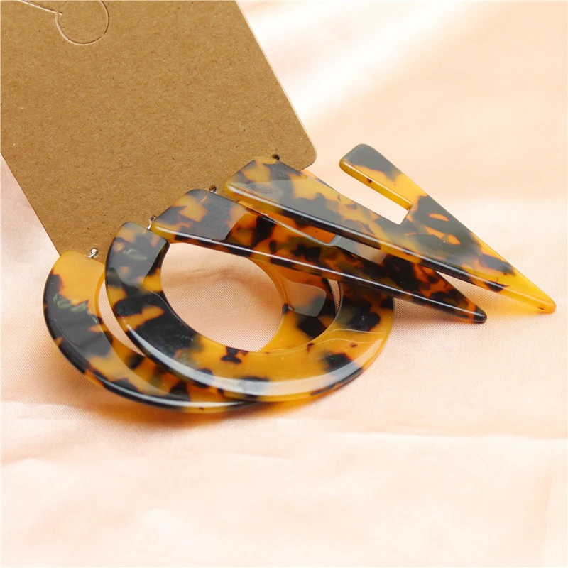 

2PRS/SET Geometric Acrylic Resin Leopard Stud Earring For Women Fashion Statement Geometric Round Acetate Earrings Jewelry