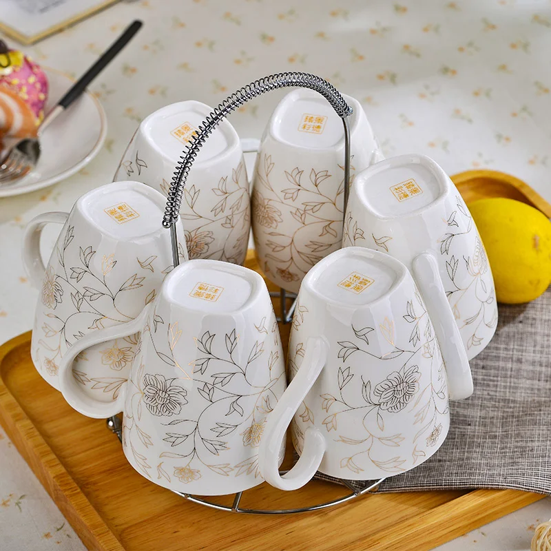 

Ceramic with Handle Drinking Porcelain Bowl Household Cups Tea Set