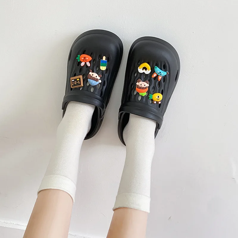Summer Women Slippers Non-slip EVA Soft Bottom Shoes Sandals Home Slippers Clogs Shoes Buckle Accessories All-match Cute Shoes