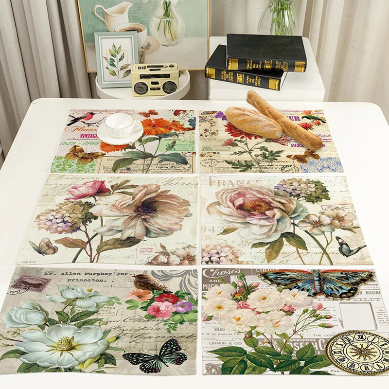 

Шебби-шик, подставка, рисовая бумага для Decoupage stamмороженого, льняной настольный декор, винтажная подставка, цветок, подставка, чашка, коврик ...
