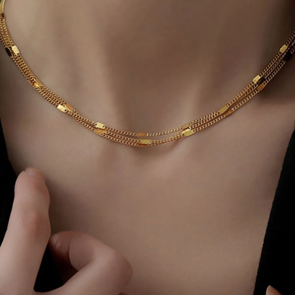 Ожерелье из нержавеющей стали Минималистичная модная цепочка до ключиц изящный