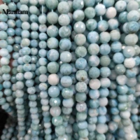 mamiam natural dominica larimar faceted round charm beads 6mm 8mm loose stone diy bracelet necklace jewelry making design