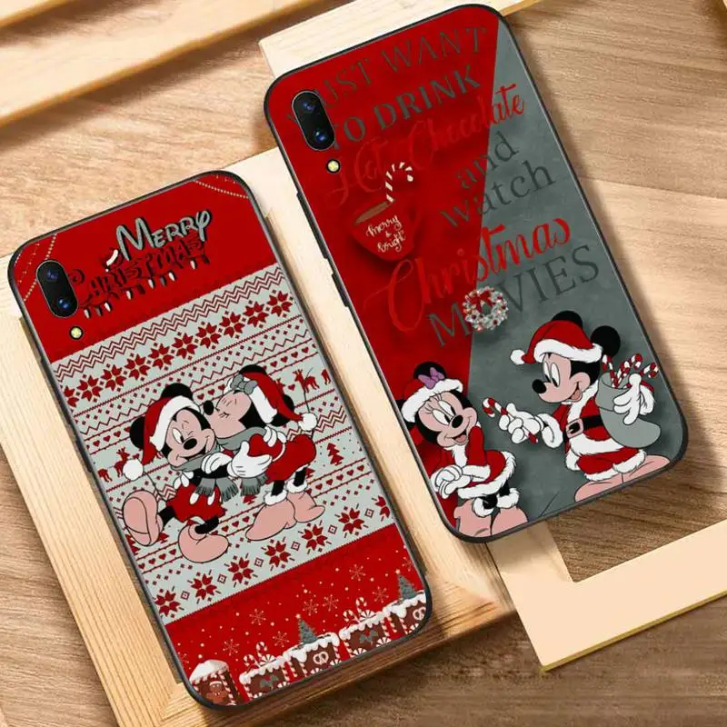 

Disney Merry Christmas Mickey Minnie Phone Case For Oppo Reno Realme C3 6Pro Cover For vivo Y91C Y17 Y19 Funda Capa