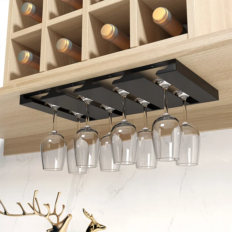 

Stainless Steel Red Wine Glass Cup Rack Goblet Storage Rack Wine Glasses Holder Kitchen Bar Stemware Hanging Rack Under Cabinet