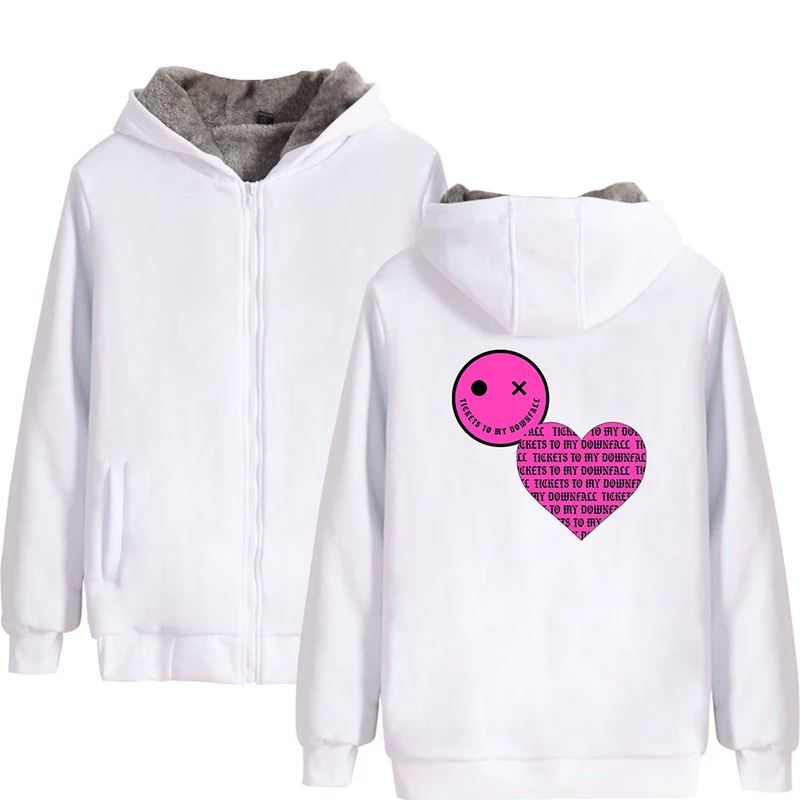

2022 Модные мужские и женские толстовки со смайликом, на молнии, куртки, плотные флисовые толстовки с карманами на молнии и длинным рукавом в с...
