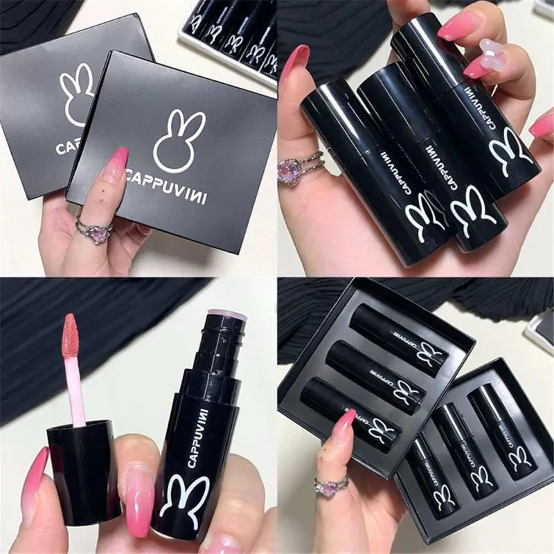 

Rose Pink Lip Gloss Milk Tea Color Velvet Matte Soft Liquid Lipstick Black Rabbit Lip Tint Mud Cosmetics Moisturizing Lip Glaze