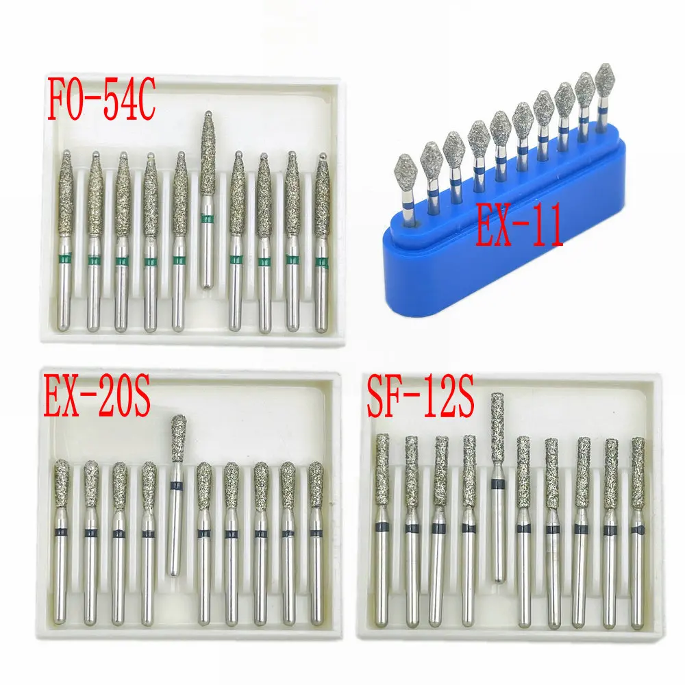 10pcs/box 1.6mm Shank Dental Diamond Burs Drill FG Dia-burs for High Speed Handpiece Burs Dentist Drills