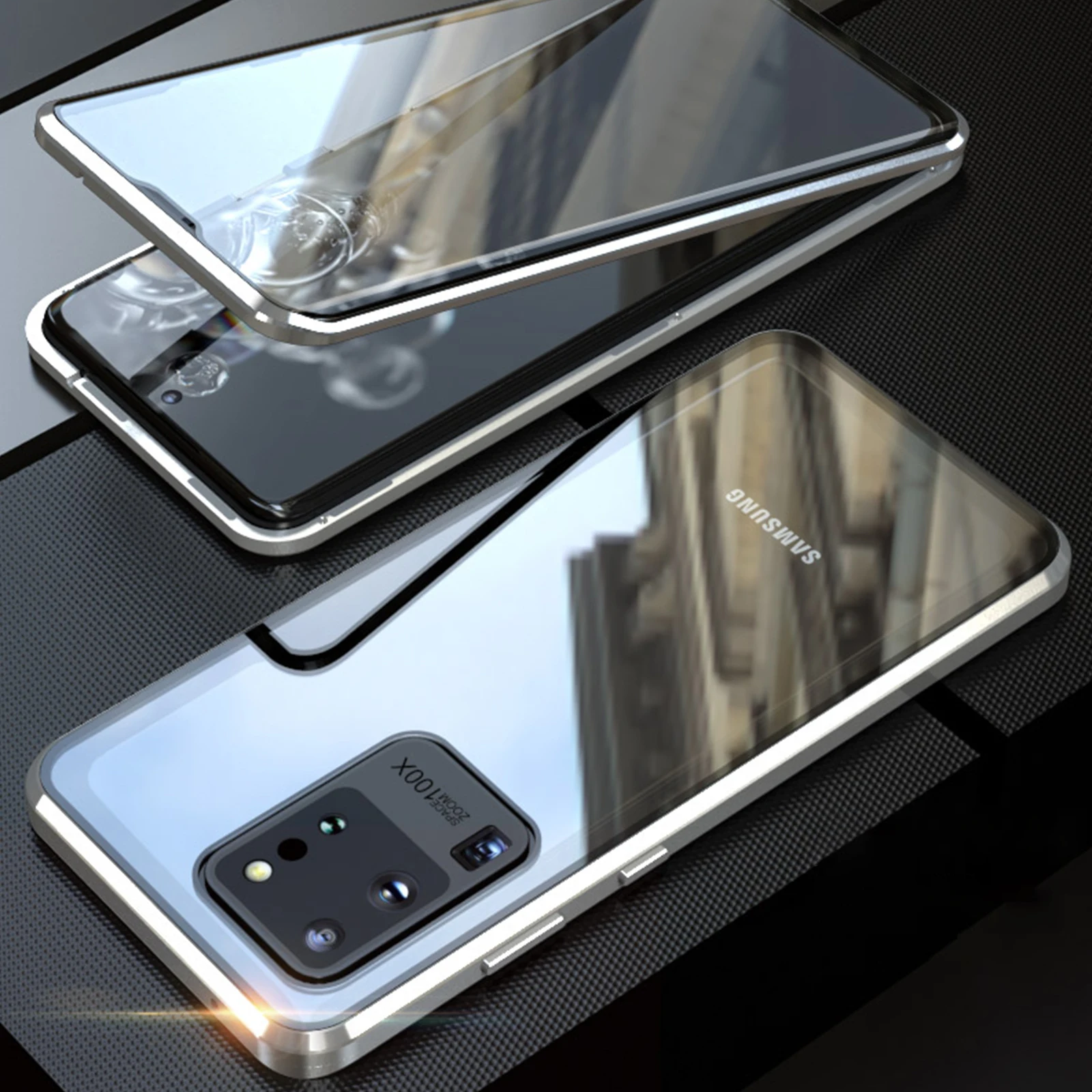 

Металлический магнитный чехол для телефона Samsung Galaxy S22 Ultra, двухсторонний стеклянный противоударный чехол HD для Samsung S22 Plus S22, чехол