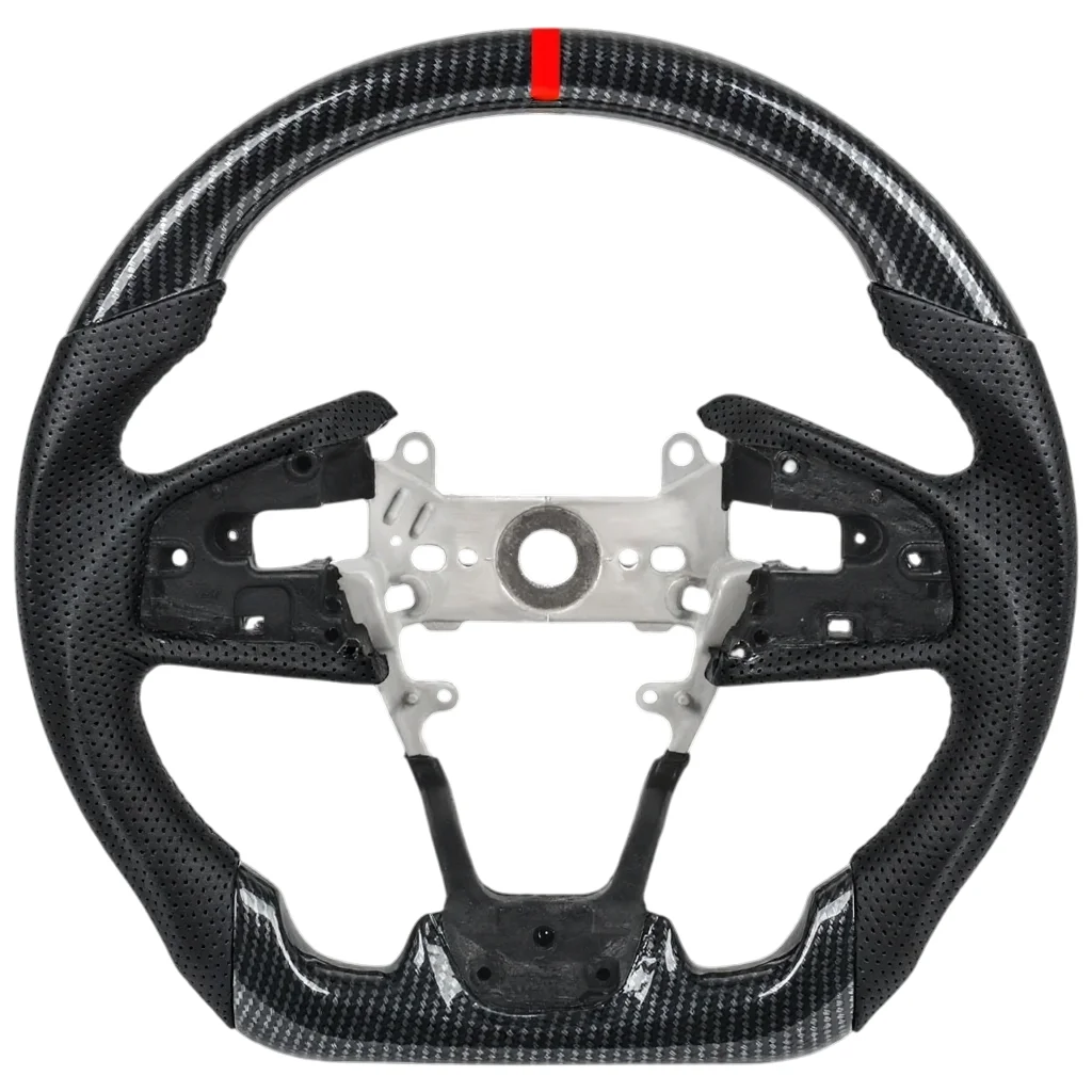 

Руль из углеродного волокна Hydro Dip для Honda Civic 10th Type-R FK8 2016 2017 2018 2019 2020, перфорированное кожаное гоночное колесо