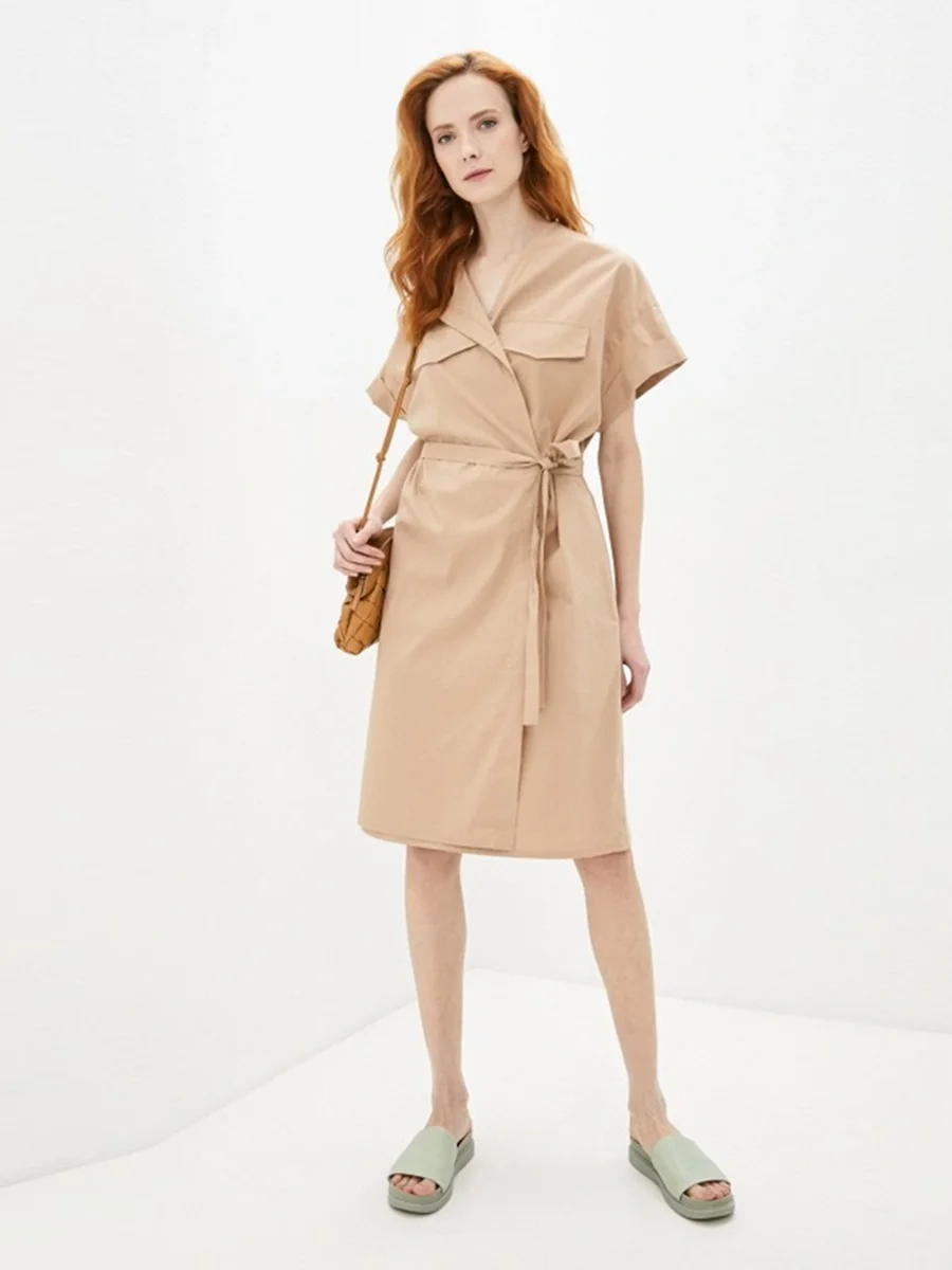 

Женское винтажное мини-платье с поясом и карманами спереди, однотонное Элегантное повседневное платье с коротким рукавом и отложным воротн...