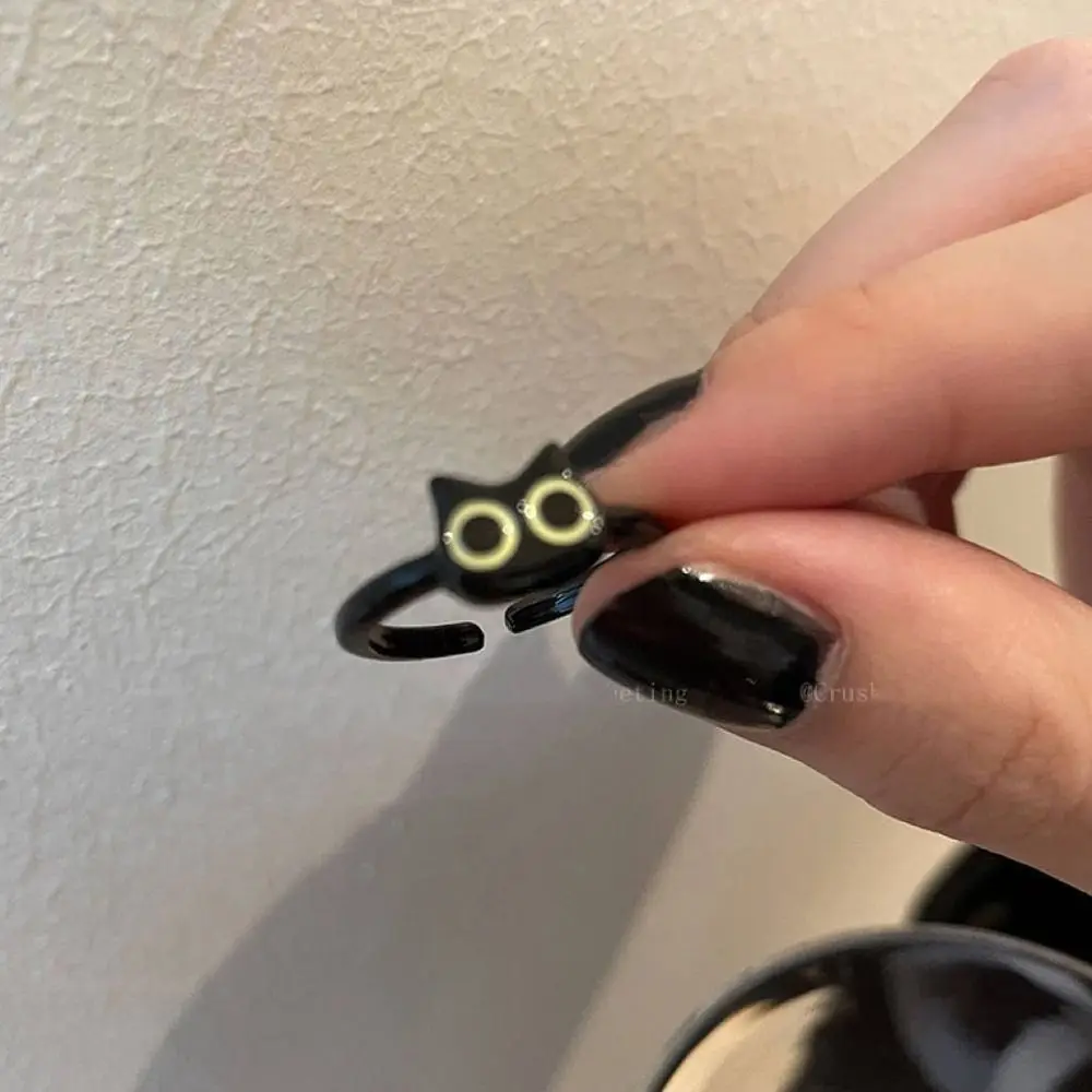 Кольцо на палец из сплава кольцо для пары с кроликом нишевое дизайнерское черным