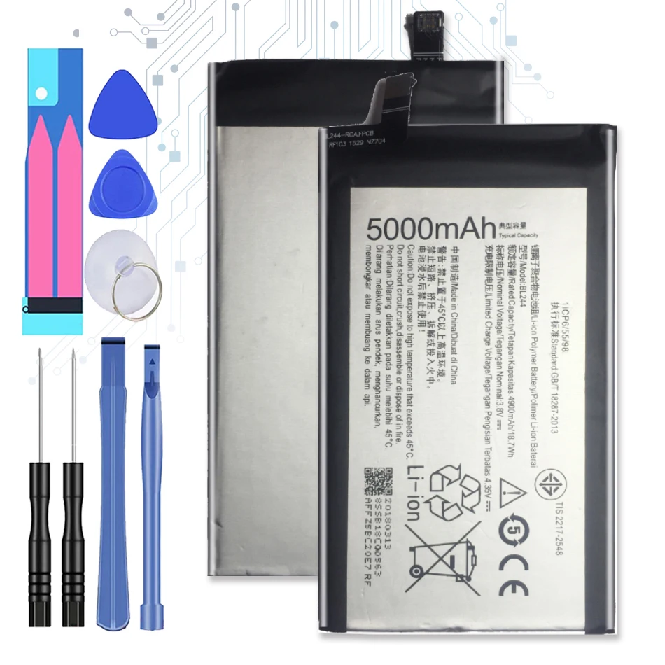 

BL244 BL 244 5000mAh Battery For Lenovo Vibe P1 P1A42 P1C58 P1C72 Li-ion Rechargeable Mobile Phone Batteries Bateria + Free Tool