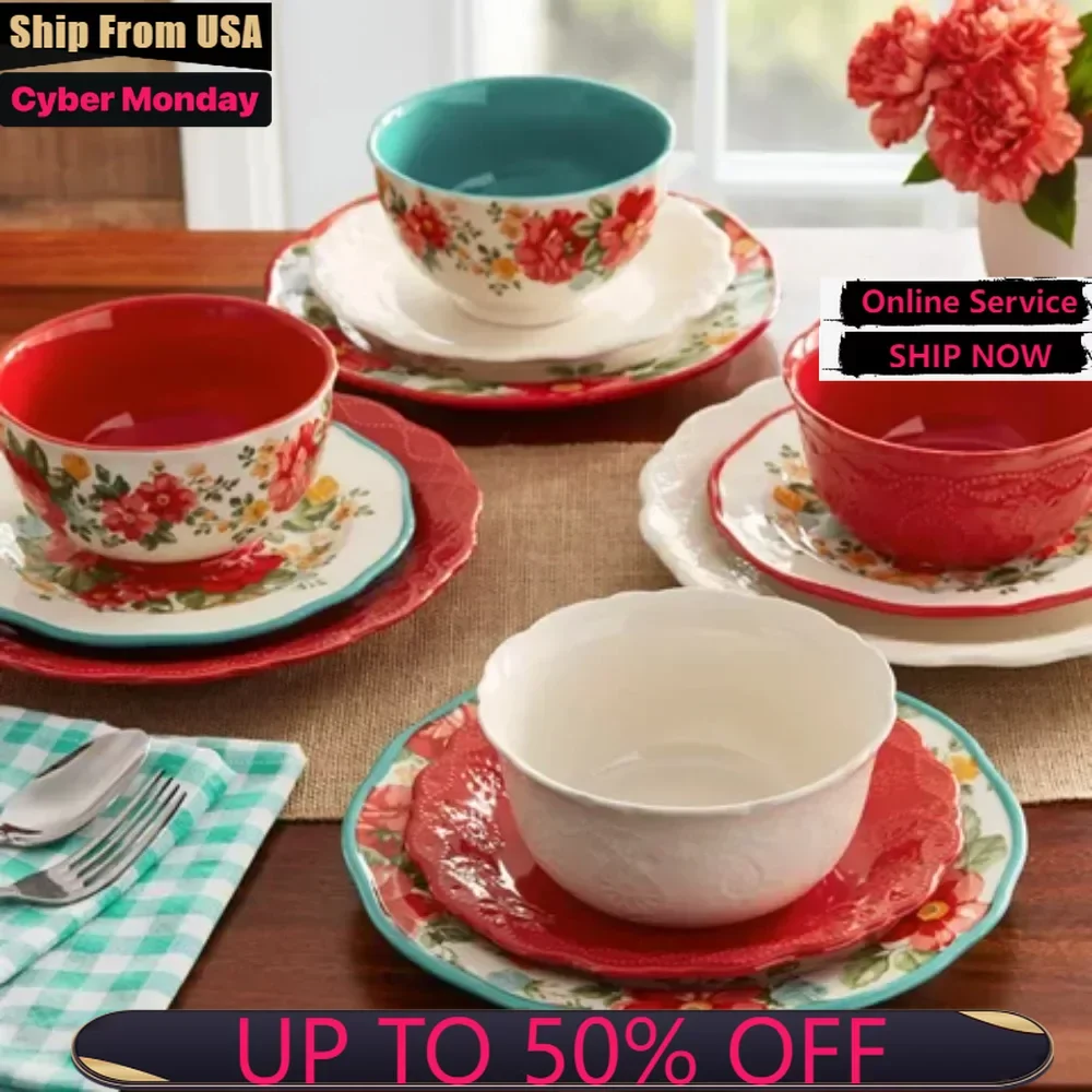 

12-Piece Dinnerware Set Plates Sets for Home Dinner Set Dishes and Plates Sets