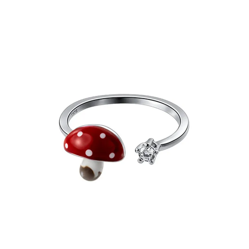 Nature-inspired Red Magic Mushroom Fungi Ring adjustable Forest theme Fairy MushroomThin Ring for Women Men CUTE Cottagecore images - 6