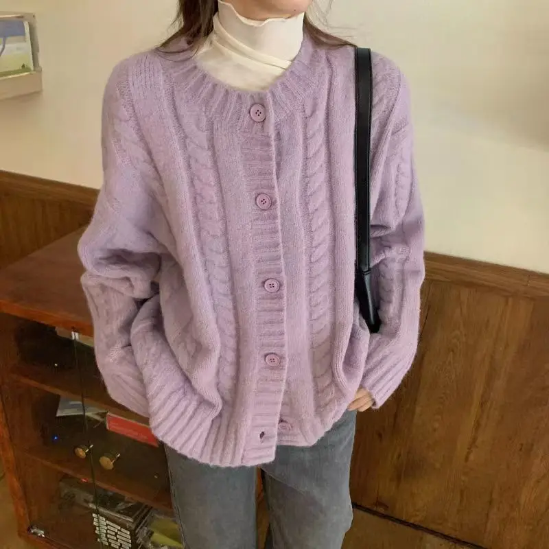 

2023 Autumn Winter Women New Twist Sweater Jackets Female Korean Students Cardigan Coats Ladies Loose Knitted Outerwear A355