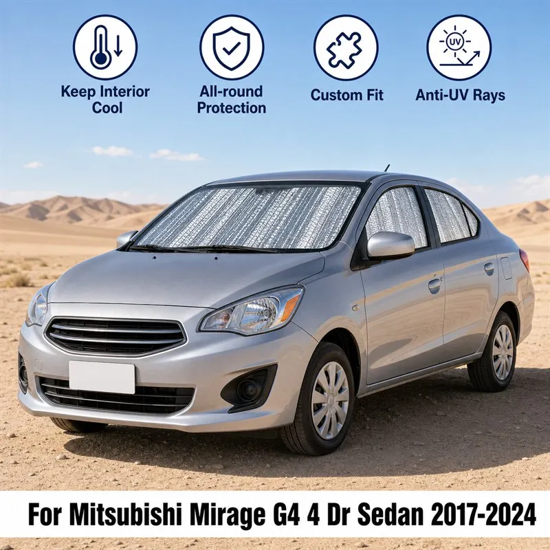 Фото Для Mitsubishi Mirage G4 4-дверный седан 2017-2024: Полный комплект солнцезащитных шторок для окон автомобиля, блокирующих УФ-излучение, обеспечивающих конфиденциальность и теплоизоляцию, складные автомобильные шторки №1