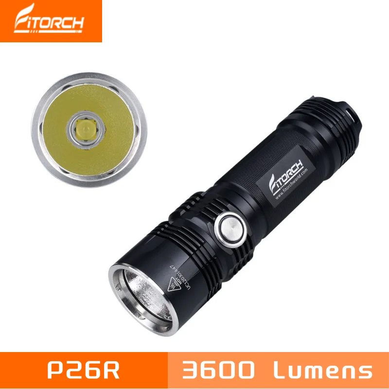 Fitorch P26R LED Flashlight 3600 Lumens USB Rechargeable Torch with PowerBank and Included 26650 Li-ion Battery