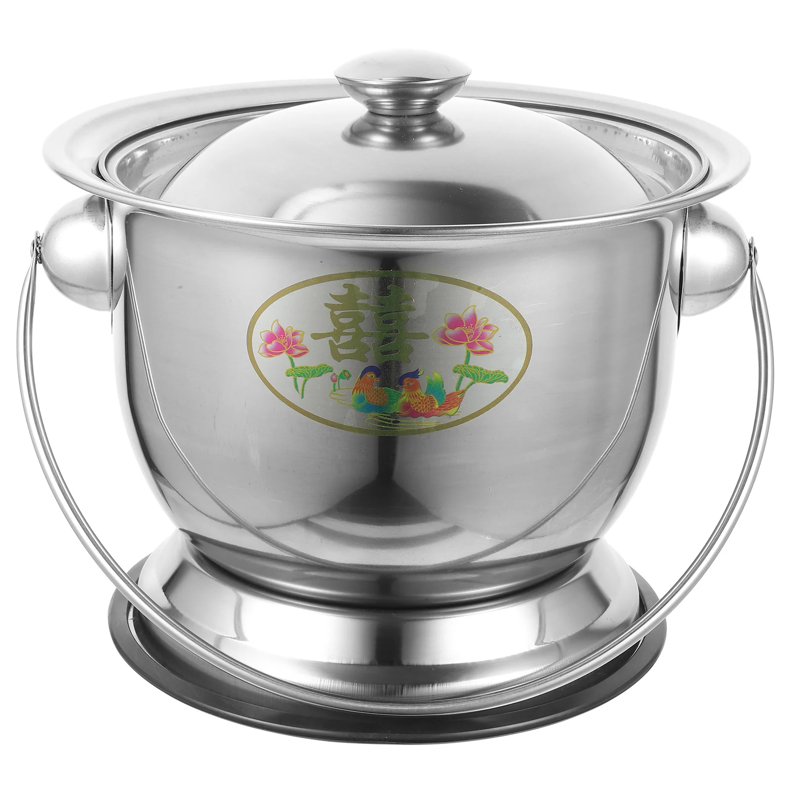 

Household Chamber Pot Stainless Steel Bedpan Portable Large Urinal Pot Bedside Potty