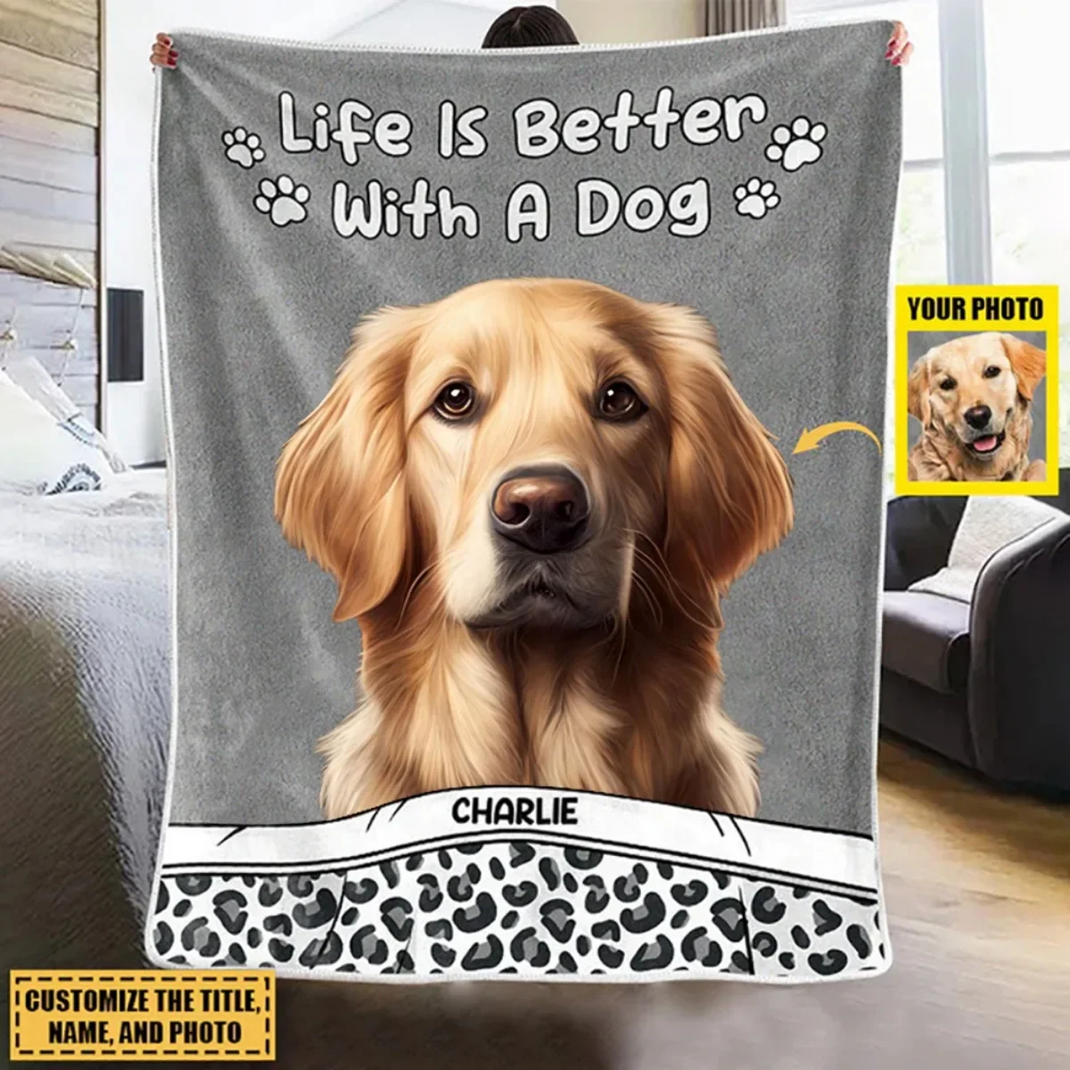 Одеяла KACISSTY Golden Retriever Life Is Better с фланелевым одеялом принтом собаки одеяла